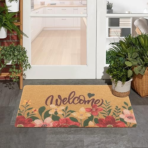 Miniatura 3 de Carvapet Felpudo artificial de fibra de coco con parte trasera antideslizante para interiores y exteriores, 17 x 30 pulgadas, tapete de bienvenida