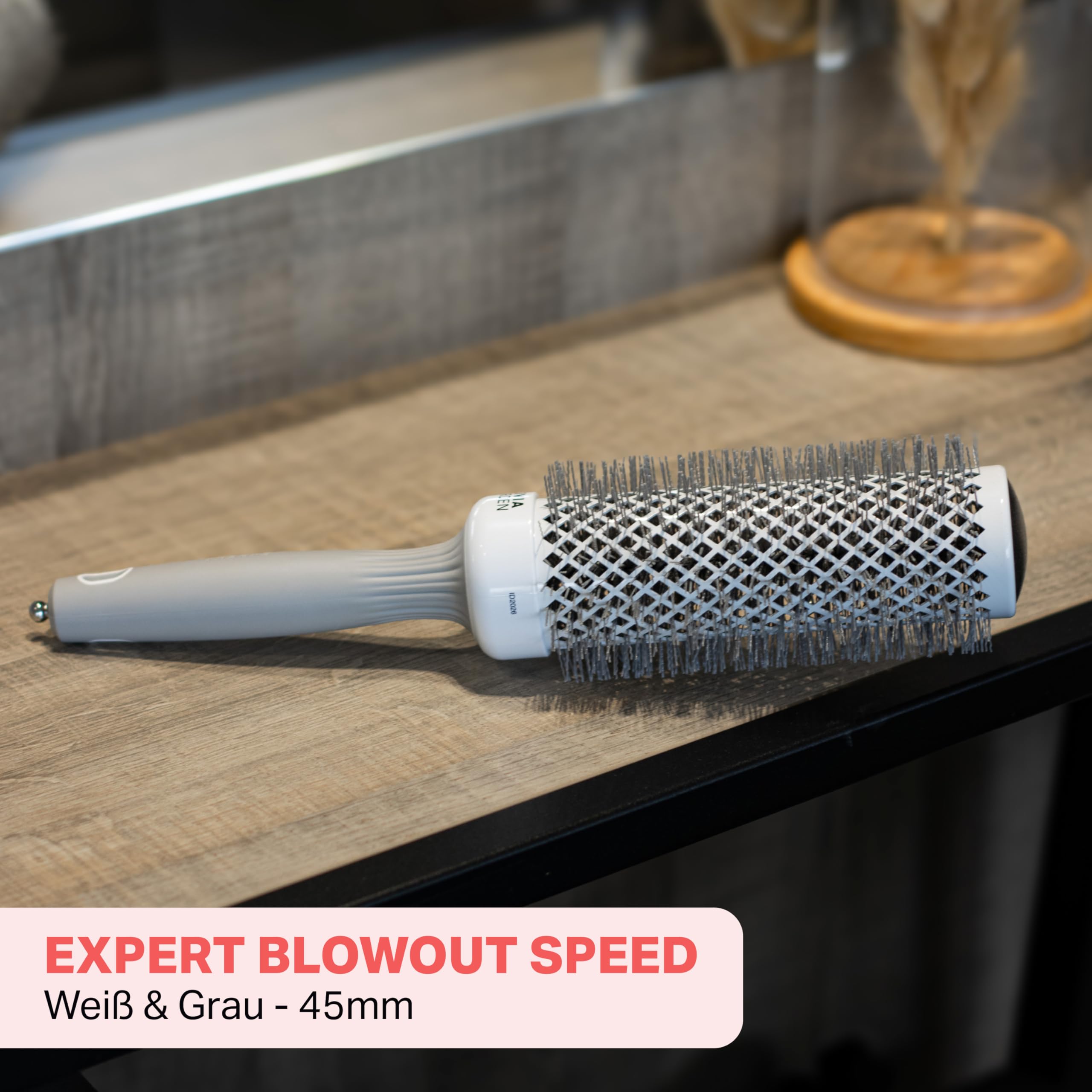 Olivia Garden - Expert Blowout Speed White and Grey Hairbrush- 45, 0.1 kilograms