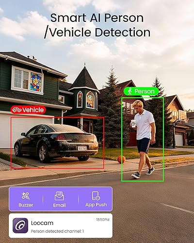 Miniatura 3 de Loocam Sistema de cámara PoE 4K, NVR de 8 canales, 8 unidades, cámaras IP domo de 8 MP, audio bidireccional, detección humana AI, sistema de cámara