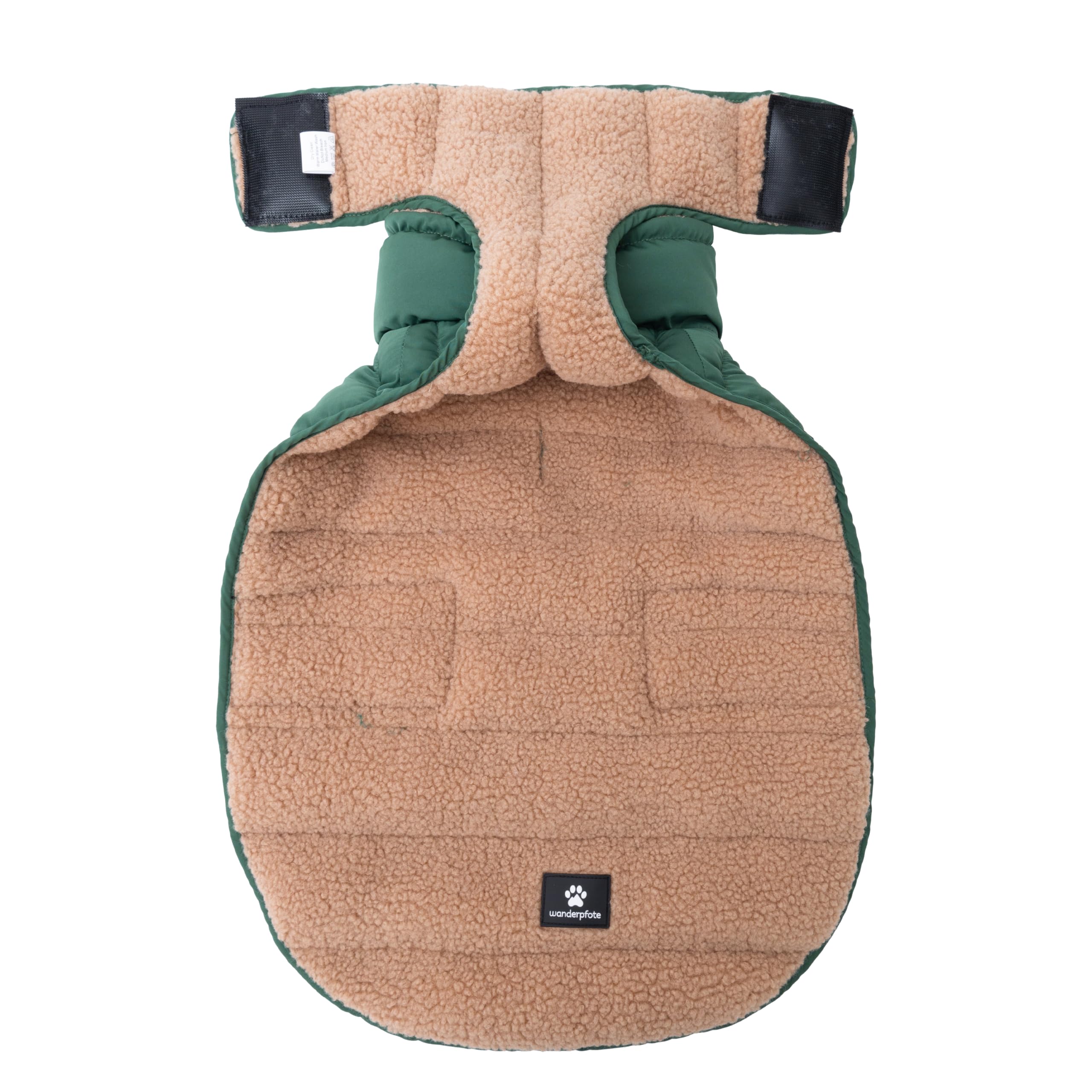 Hundemantel Beidseitig Tragbar, Puffer-Design – Cozy Sherpa Fell oder Moderne Puffer-Jacke - Wendbare Hundejacke, Hunde Wintermantel (Grün/Beige, 30)