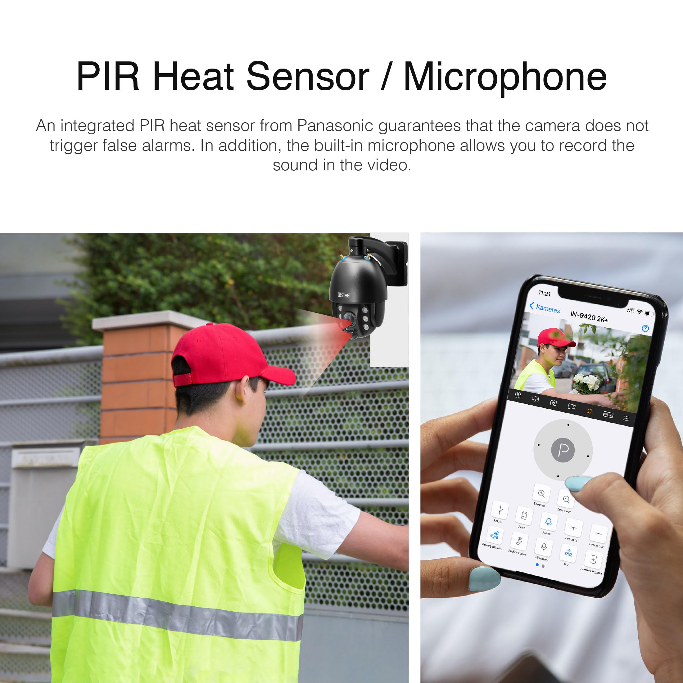 INSTAR IN-9820 4K Überwachungskamera Außen schwarz, LAN/WLAN/PoE, PTZ 5X Zoom, AI-Erkennung, HomeKit Secure Video, 2-Wege-Audio, Nachtsicht, PIR, MQTT, WPA3, NDAA/TAA