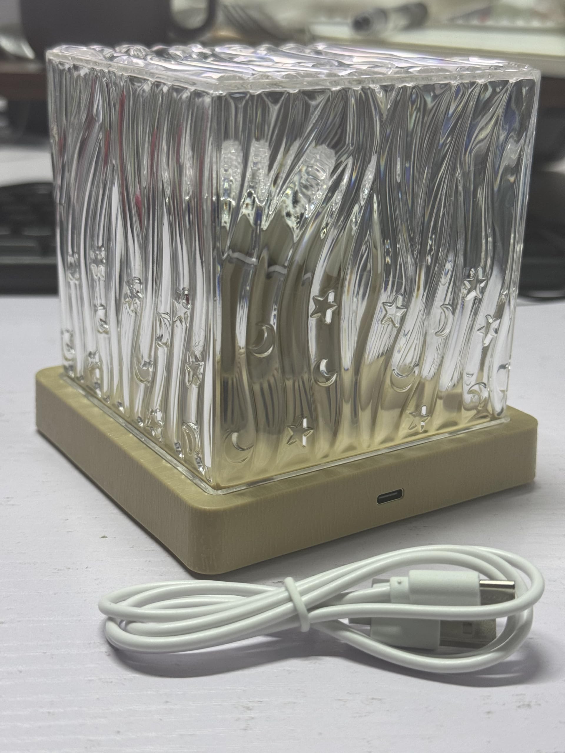 HESUSLA  Lights Projector Rechargeable, Touch Cube Color Changing Light with 16 Colors 4 Modes Dimmable Cordless Mood Lamp for Shower, Ambient Lighting for Bedroom and Bathroom: White Northern Lights