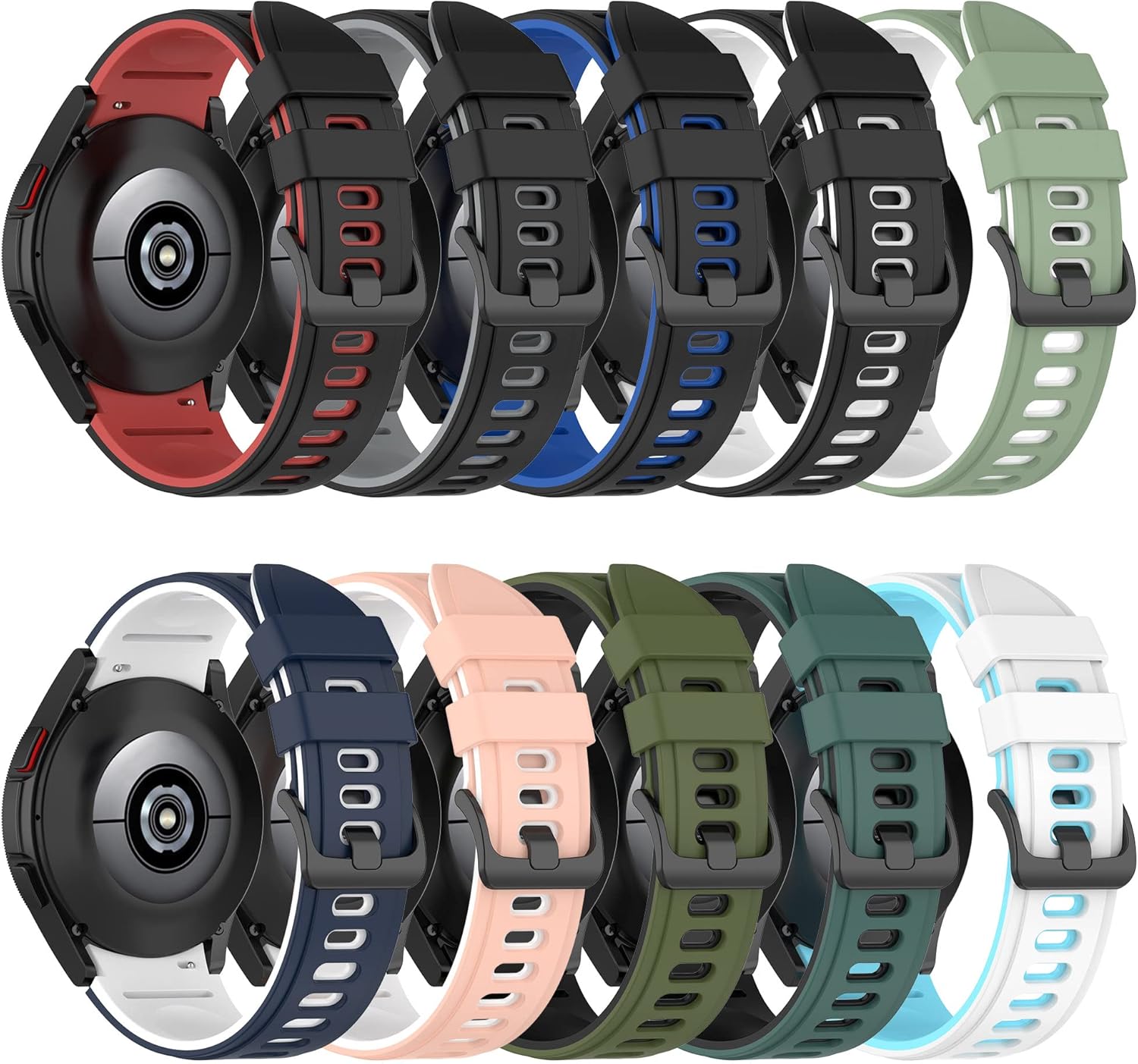 Wscebck 20mm No Gaps Official Smart Watch Band for Samsung Galaxy Watch 4 Classic 46 42mm/Watch4 44 40mm Silicone Bracelet Straps (Color : Color K, Size : Classic 42mm)