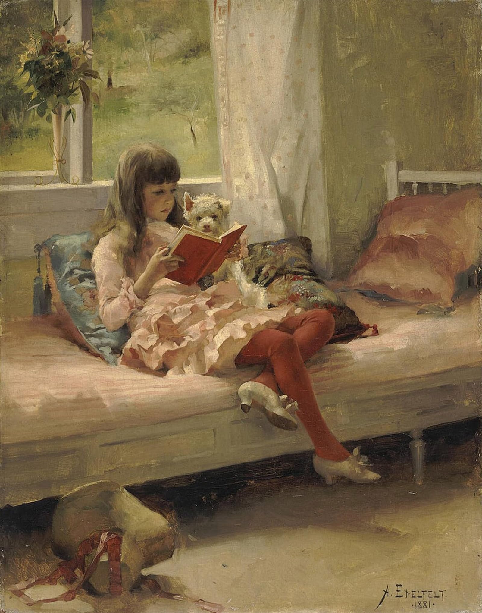 SERENDIPITP Vintage Picture Print on Canvas Wall Art Poster Good Friends Portrait of the Artists Sister Bertha Edelfelt by Albert Gustaf Aristides Edelfelt Artwork Print Poster for Wall Decor 60x90cm