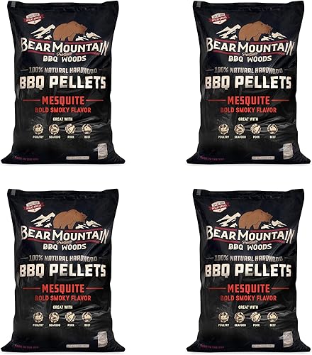 Bear Mountain BBQ FK17 Premium 20 libras de madera dura natural Mesquite BBQ Pellets de ahumador de madera dura para parrilla eléctrica al aire