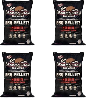 Bear Mountain BBQ FK17 Premium 20 Pounds All Natural Hardwood Mesquite BBQ Hardwood Smoker Pellets for Outdoor Electric Grilling and Smokers (4 Pack)