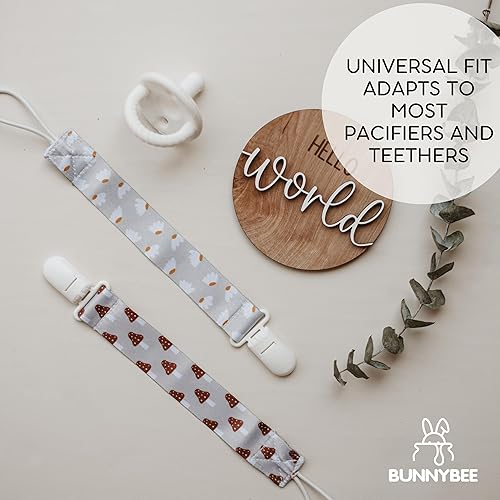 Miniatura 5 de Juego de 6 clips neutros para chupete, para niños y niñas, diseño de hongo, erizo, floral, mordedores, baby shower (Botanical Bliss)