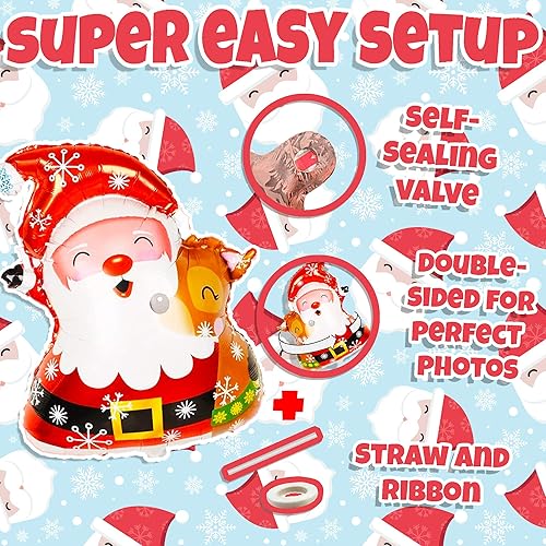 Miniatura 5 de Decoraciones de globos de Navidad  Suministros de globos de aluminio de Mylar de Feliz Navidad para fiesta  Juego de globos temáticos de Papá Noel