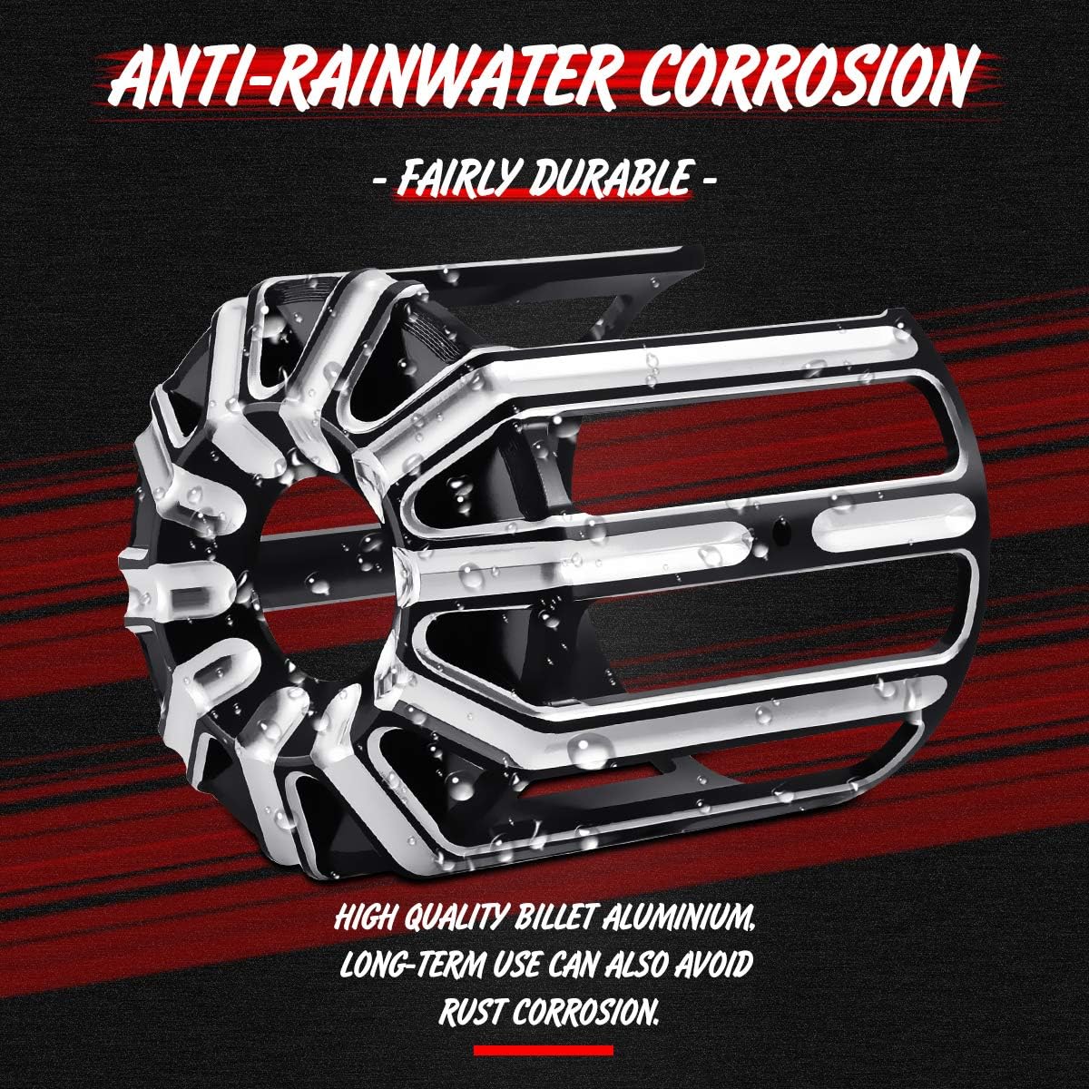 KATUR Motorcycle Black Oil Filter Cover Trim Aluminum Oil Grid Billet Cover Compatible with Har-Ley Davidson Models 10 Black 03-482