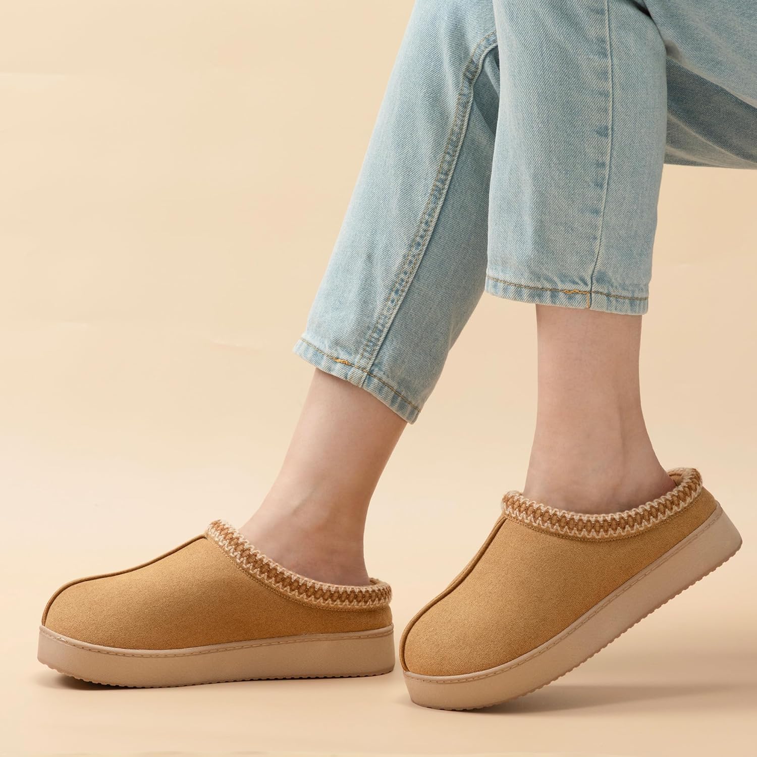 Zizor Women's Fuzzy Cozy Slippers Genuine Suede Indoor Outdoor Fluffy Home Comfy Winter Slip On Cute Warm Memory Foam Furry Shoes - Image 2