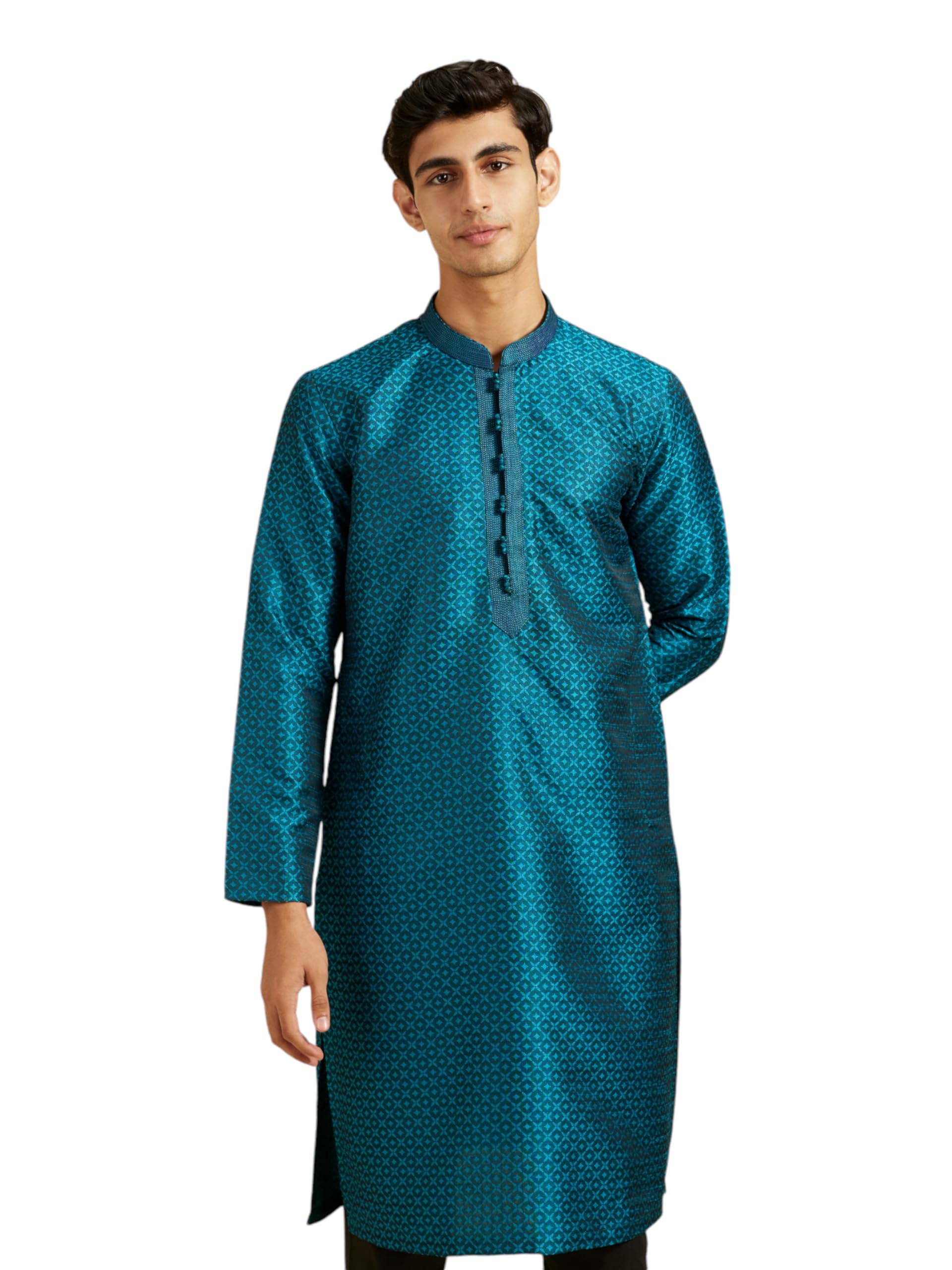 diwas by manyavar Men's Art Silk Self Design Kurta (1pc)-picture-44
