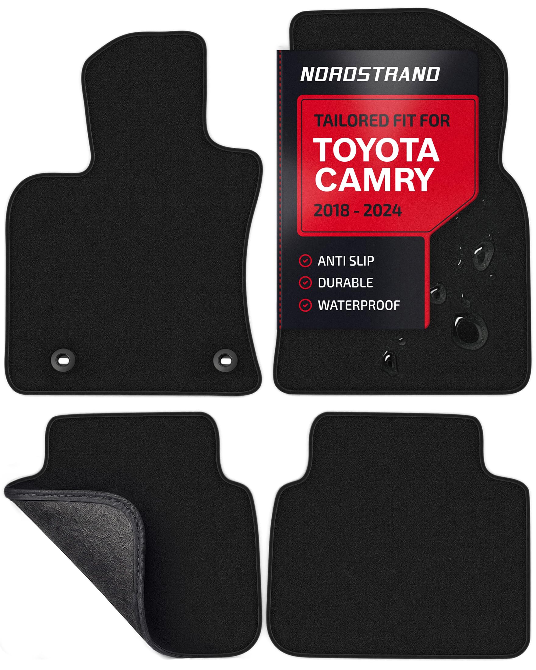 Floor Mats for Toyota Camry 2018 2019 2020 2021 2022 2023 2024 - Custom 3D Fit - 1st and 2nd Row Set - Anti-Slip Backing - Premium Carpet Mat - All Weather Car Liner Floormats