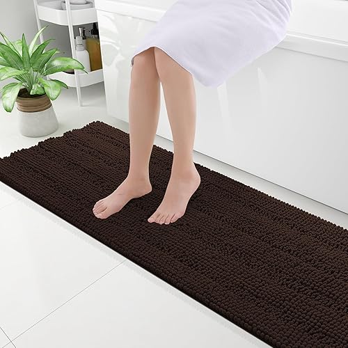 Miniatura 156 de Grandaily - Alfombras de baño de felpilla a rayas, extragruesas y absorbentes, antideslizantes, con fibras largas y suaves, lavables a máquina, para