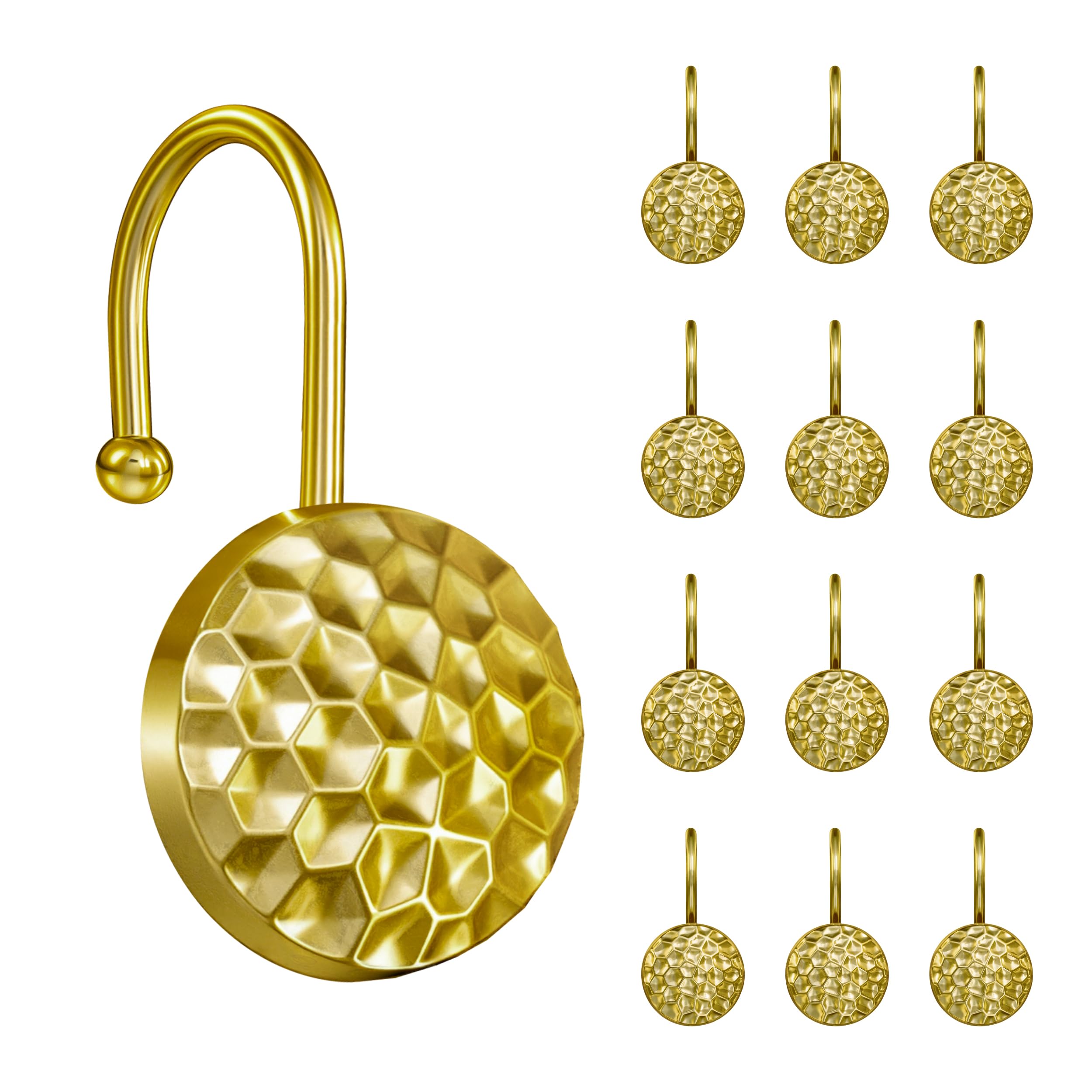 Sunlit Ganci per tenda da doccia dorati, in metallo, decorativi per la casa, per il bagno, moderni ganci per tenda da doccia, accessori da bagno, set di 12