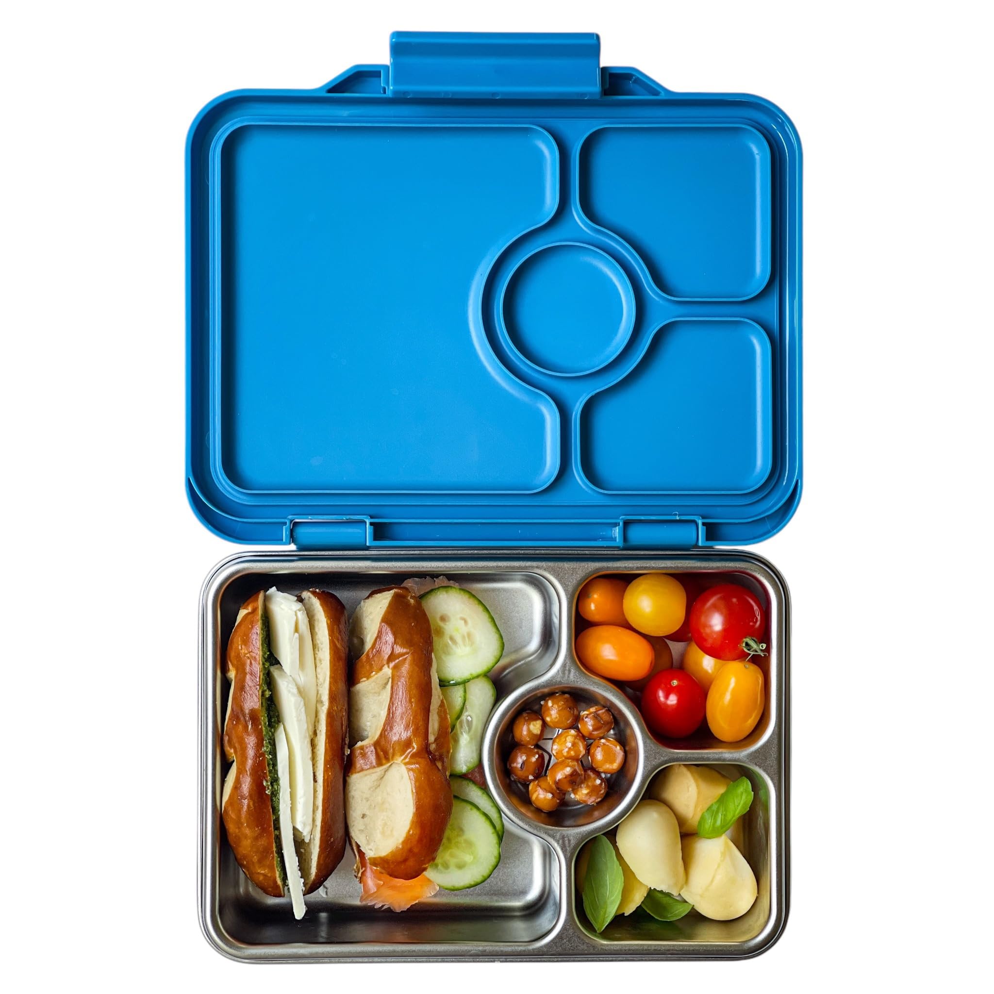 Yumbox Prêt Stainless Steel Bento Box – Leakproof, Reusable Lunch Container for Kids & Adults – Sandwich & Snack Friendly, BPA-Free, Durable Food Box (Normandy Blue)
