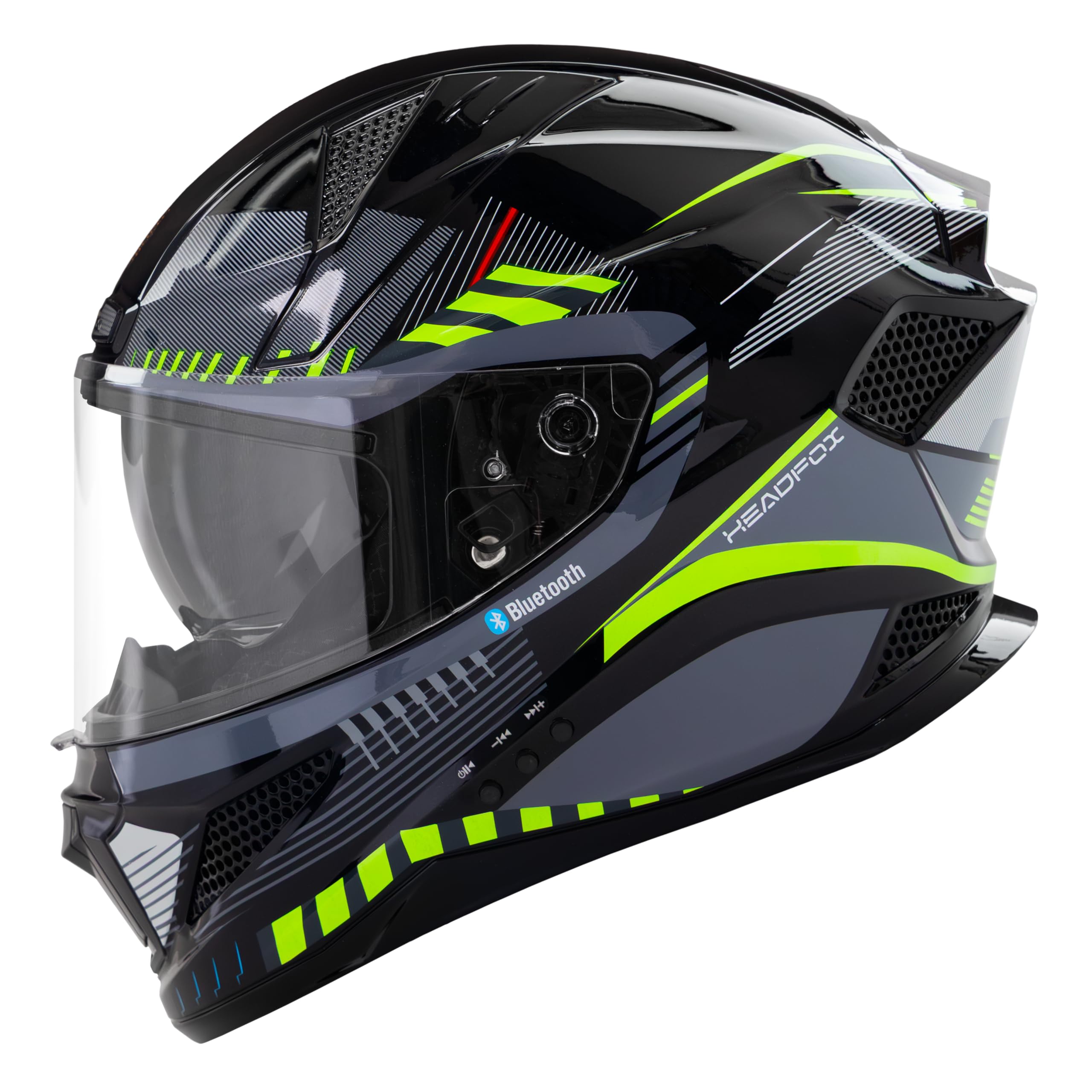 HEADFOX Track Full Face Bluetooth Helmet for Bike | Waterproof Helmet for Men & Women | Built-in Bluetooth for Calls, ENC, Music & Voice Assist | ISI Certified | Glossy