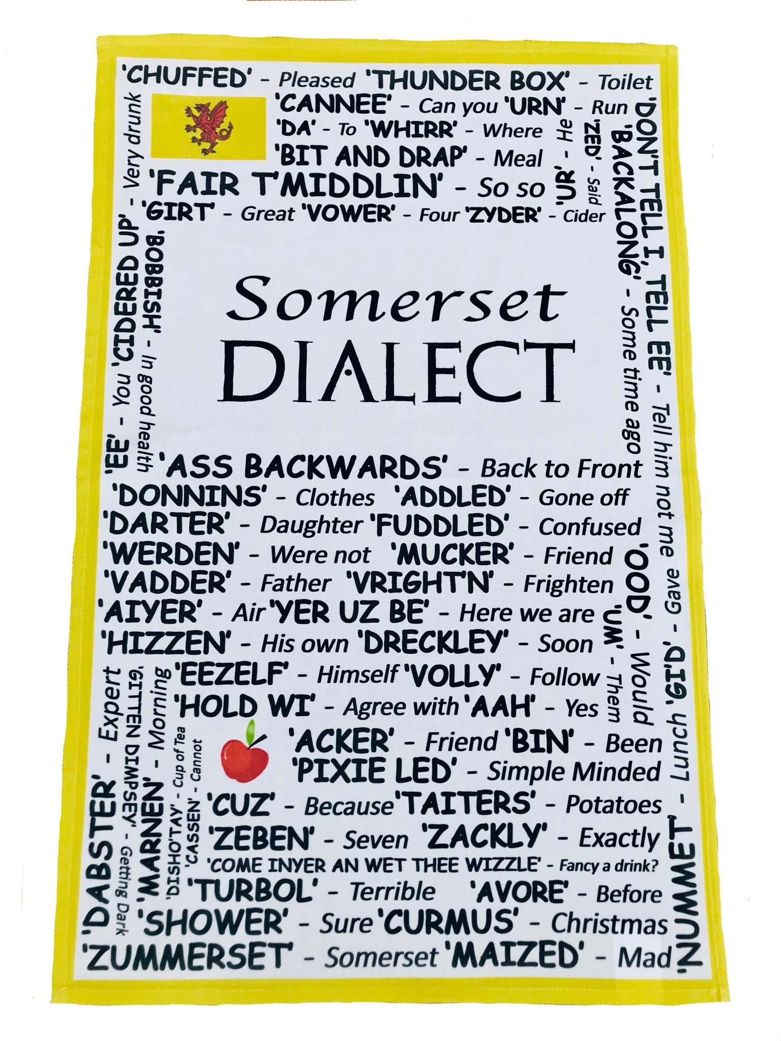 D&A Gifts Somerset Dialect Tea Towel 100% cotton - Great Somerset Gift - SOM-TT