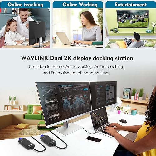 Vista 2 de WAVLINK Adaptador gráfico universal USB3.0 a HDMI/DVI/VGA, compatible con modo de video extendido/espejo primario/2048x1152 hasta 6 unidades de USB