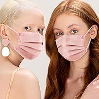 Vista 5 de ZIYE 100/500 máscaras faciales desechables, transpirables, de 3 capas, con clip para la nariz, cinta elástica para las orejas (multicolor/negro)