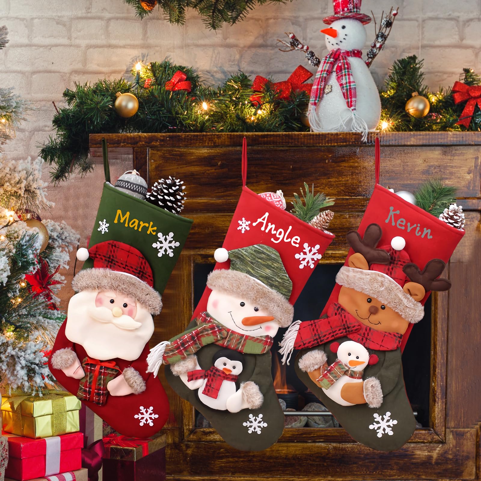 Bas Noël Personnalisables Lot 3 Chaussettes Noël 3D Blanches - 46cm Avec étiquettes Personnalisables Chaussettes Cheminée Bas Noël Personnalisables Lot 3 Chaussettes Noël 3D Blanches - 46cm Avec étiquettes Personnalisables Chaussettes Cheminée
