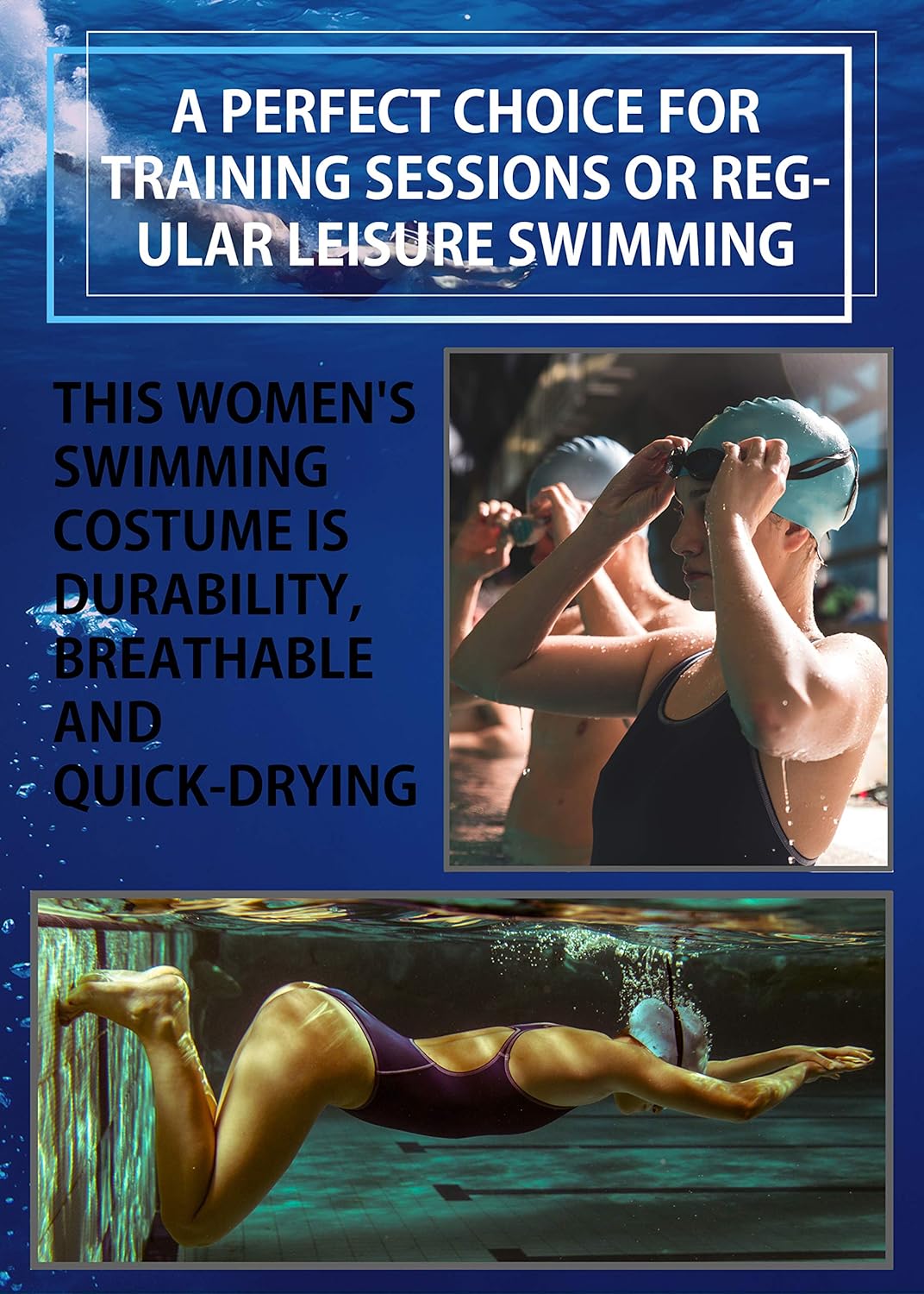 EBMORE Womens One Piece Swimsuit Bathing Suit for Sport Athletic Training Exercise: Clothing