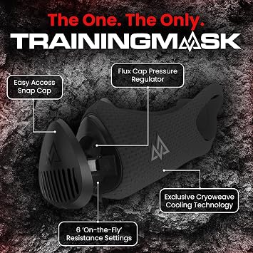 TrainingMask 3.0 مدرب تنفس الأداء - قناع تدريب الارتفاع - القدرة على التحمل ، الأداء ، قناع الجري الارتفاع ، مثبت سريريًا وبراءة اختراع