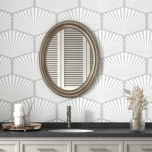 Miniatura 3 de Papel tapiz geométrico para dormitorio, papel tapiz geométrico moderno para despegar y pegar, papel tapiz bohemio autoadhesivo geométrico, papel de