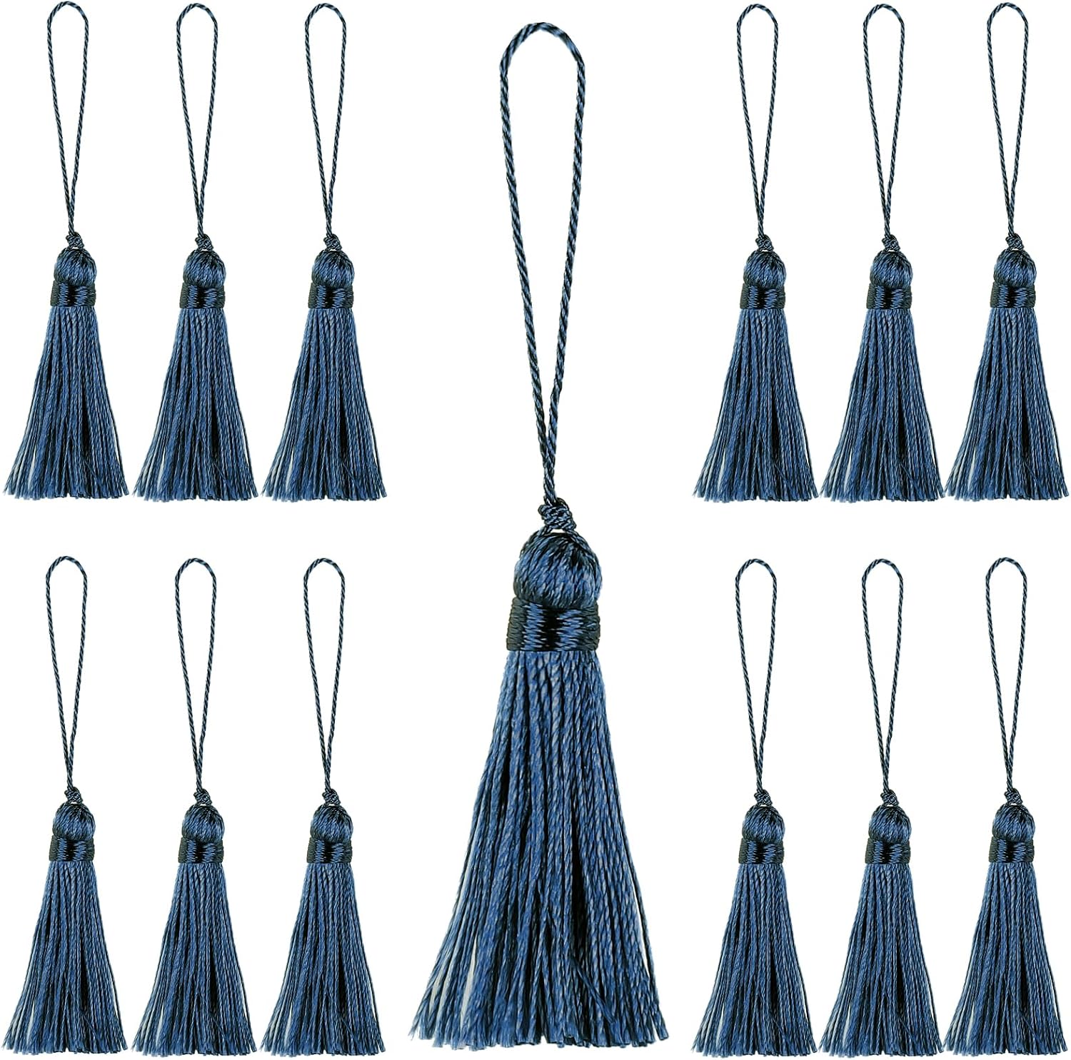 48pcs 3.75inch Mini Bookmark Tassels Handmade Keychain Tassel Silky Floss Craft Tassel for Jewelry Making,Tags,DIY Accessory (Light Green, 48pcs)