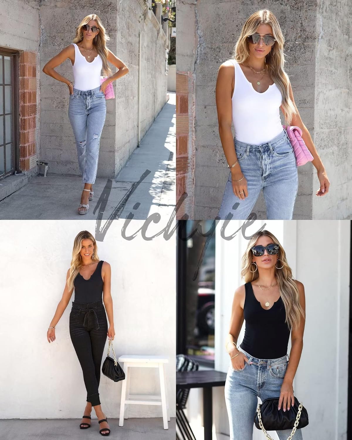 VICHYIE Tank Tops for Women Summer Sleeveless Shirts V Neck Ribbed Slim Fitted Tops Cami Blouses - Image 8