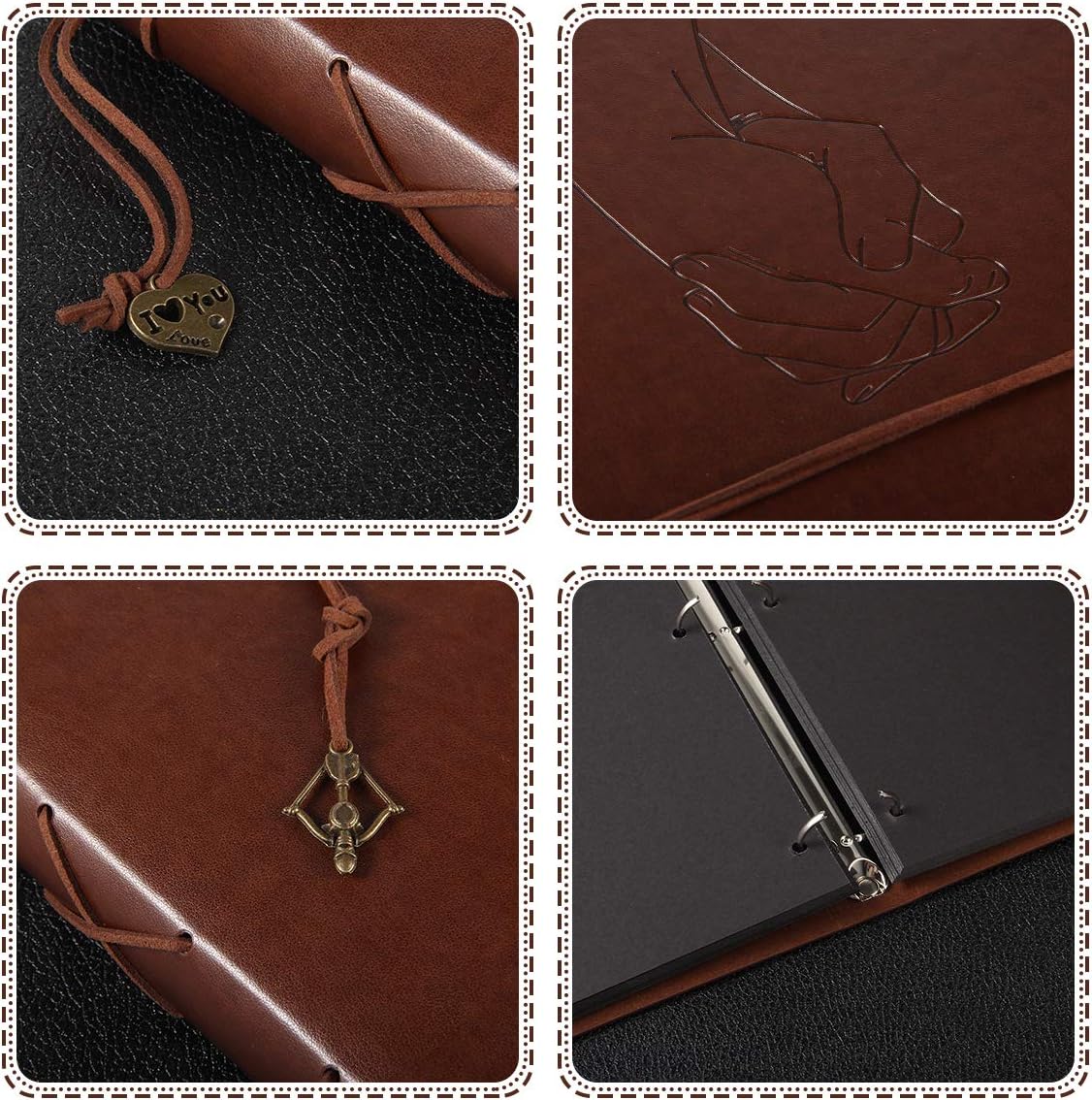 ThxMadam Leather Scrapbook Album 60 Pages Vintage Love Photo Album,11 * 8.1 Inch Scrapbook for Couples-DIY Memory Book,Birthday/Wedding Guest Book Gift for Anniversary Mother's Day