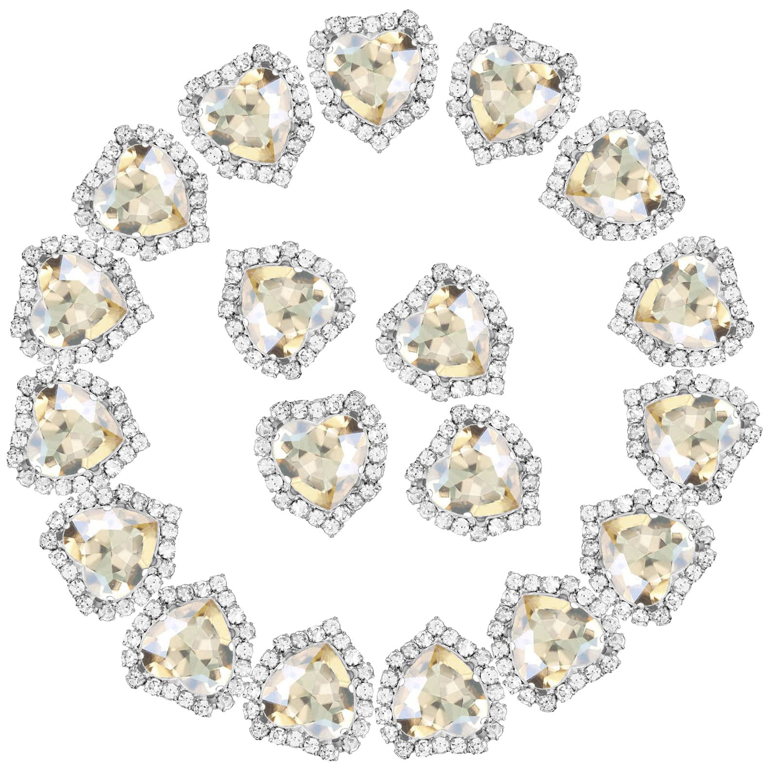 20 Herz-Strass-Knöpfe Zum Aufnähen – 22,5 Mm, Aquamarin, Mit Flacher Rückseite Für Kleidung, Schmuck & Hochzeits-Deko