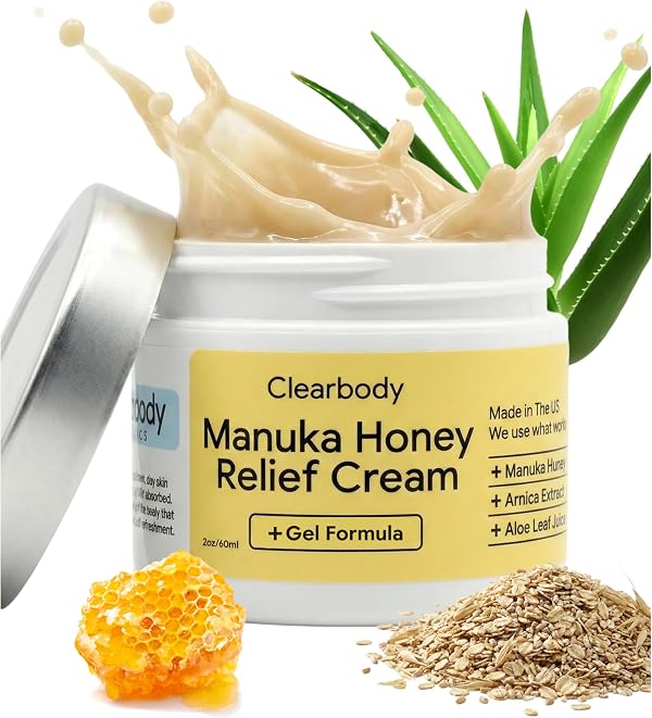 Clearbody Organics Manuka Honey Cream - 2 Fl Oz - Soothing Eczema Cream - Deep Hydration with Colloidal Oatmeal - Instant Manuka Relief for Dry, Itchy Skin