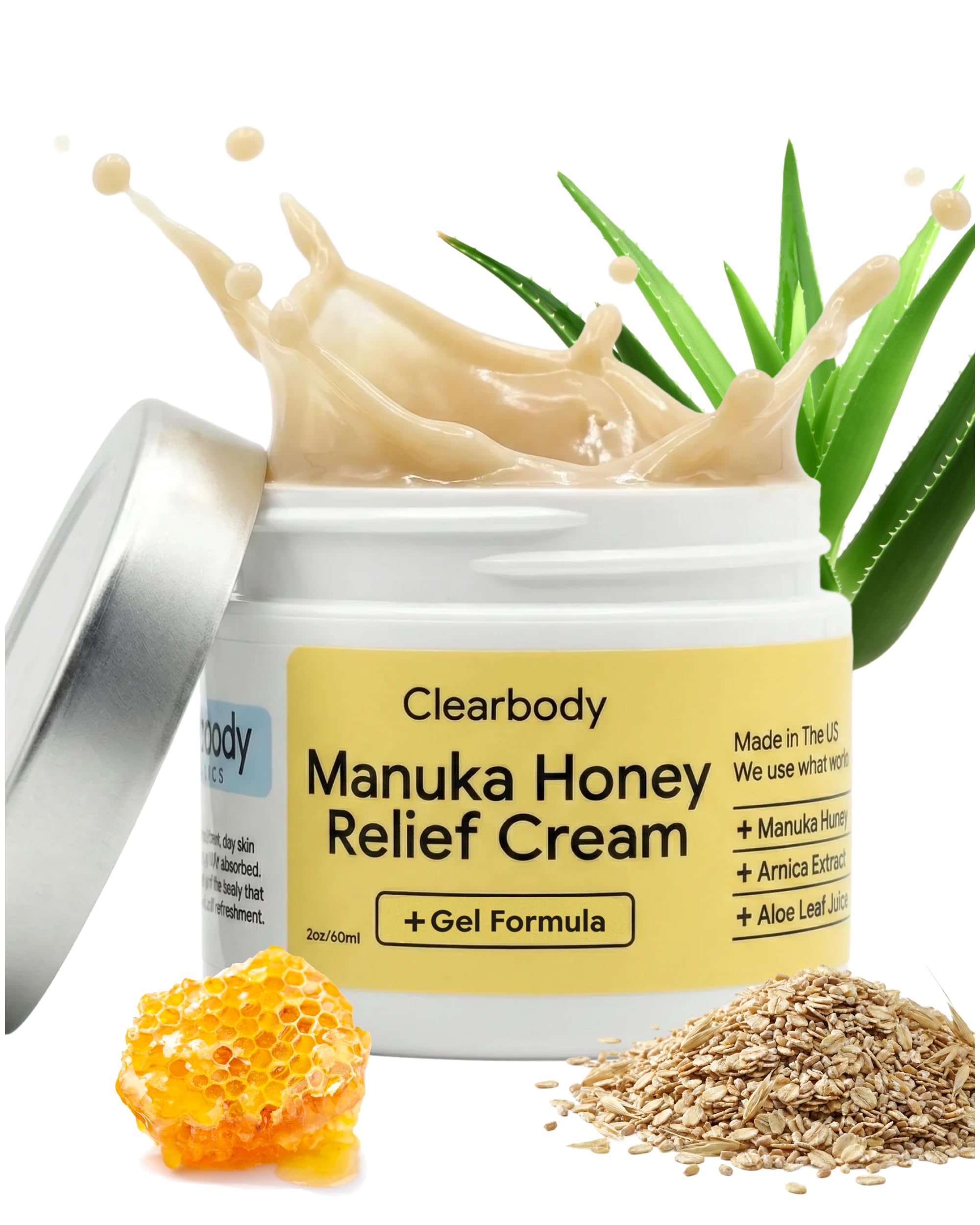 Clearbody Organics Manuka Honey Cream - 2 Fl Oz - Soothing Eczema Cream - Deep Hydration with Colloidal Oatmeal - Instant Manuka Relief for Dry, Itchy Skin