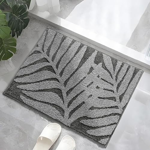 Miniatura 8 de Alfombras de baño verdes de 20 x 32 pulgadas, tapetes de baño de hojas, antideslizantes, lavables, alfombra de baño de microfibra suave y absorbente