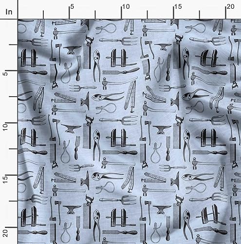 Miniatura 2 de Soimoi El hardware azul de las herramientas de la tela del satén del crepe de Japón imprimió la tela 1 yarda 42 pulgadas