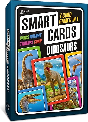 Juego de cartas de dinosaurios, pares a juego, broche, triunfos, rummy, familias felices (7 juegos para jugar) | Juego de viaje, regalo, relleno de