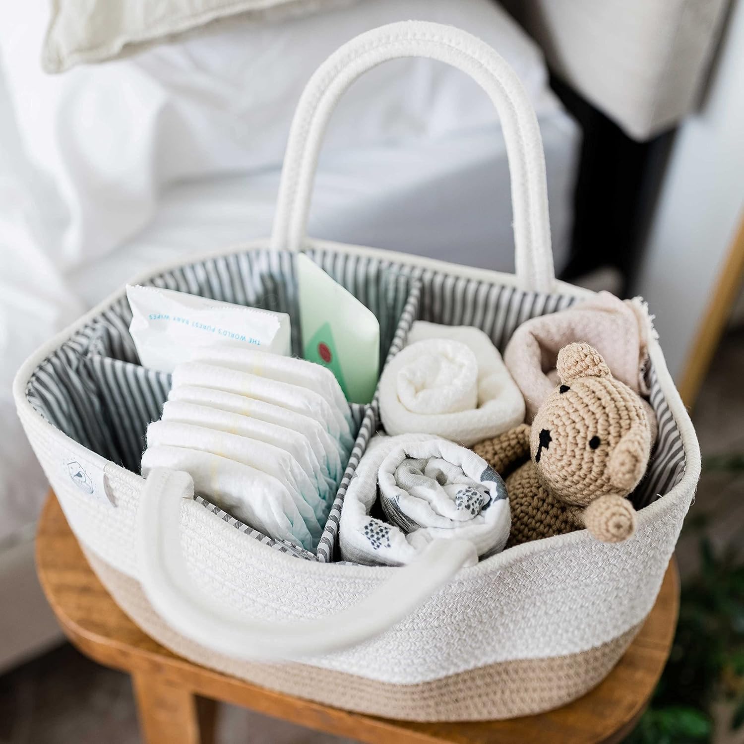 OrganiHaus Nappy Caddy Organiser for Baby Essentials Baby Caddy