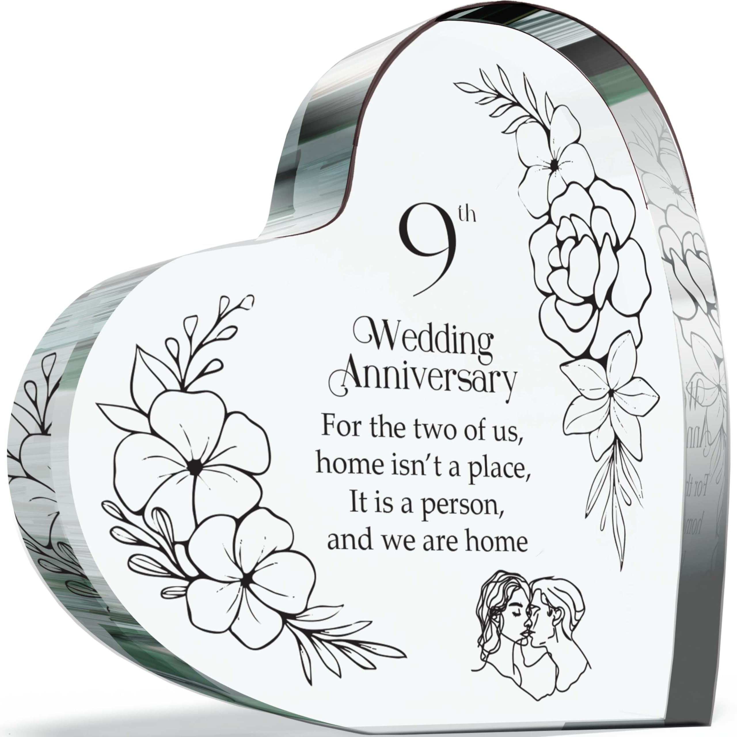 Giftzie Women's 09 Pottery Anniversary Acrylic Heart Plaque For Wife Or Husband