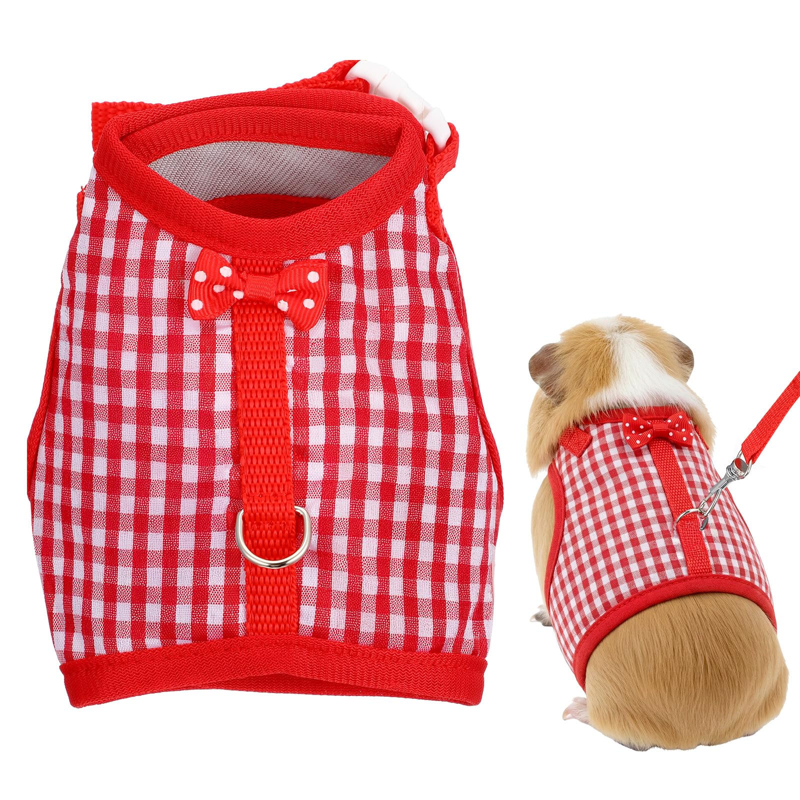 Harnais rouge pour chat avec laisse réglable 140 cm - Harnais pour cochon d'Inde, lapin, petit chien