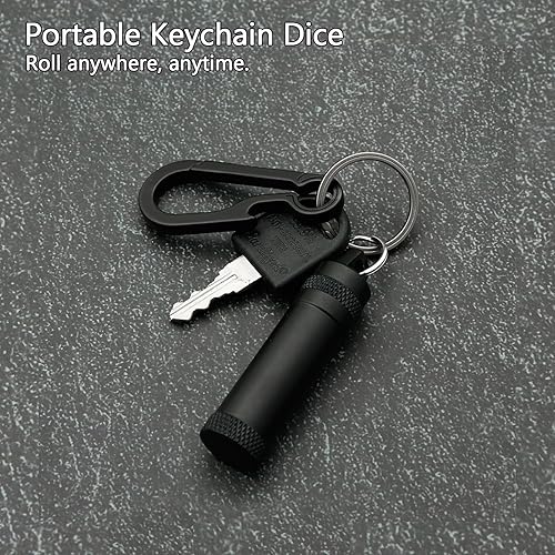 Miniatura 10 de PJOY Juego de dados pequeños DND con estuche de collar D20 hueco de bronce, llavero portátil de 7 piezas, llavero de bronce antiguo, juego de dados