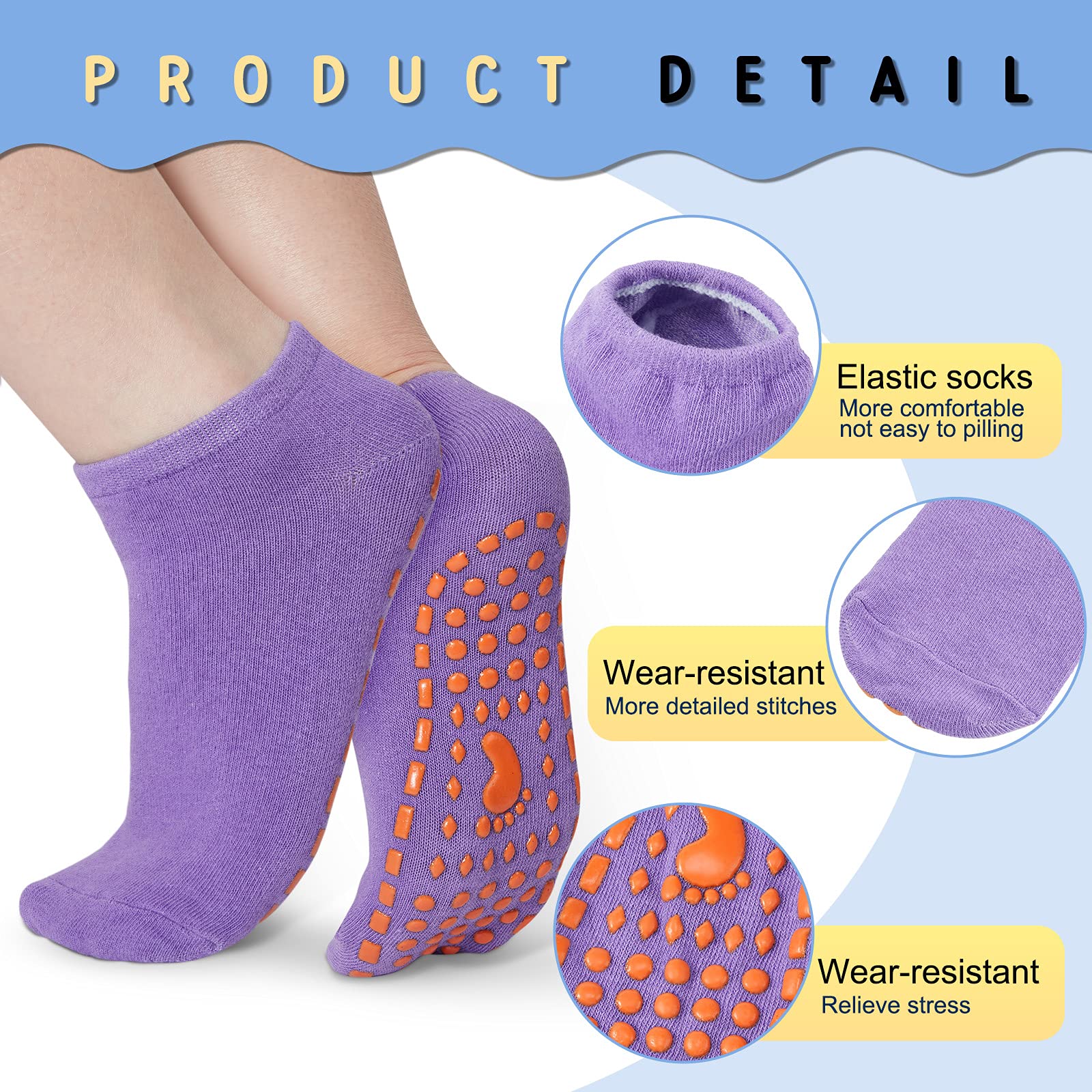 SATINIOR 30 Paar rutschfeste Socken Yoga-Socken mit Griffen, bunt, weich, Sportsocken für Damen und Herren, Yoga, Pilates, Barre, 10 Farben, Fußabdruck-Stil, Large