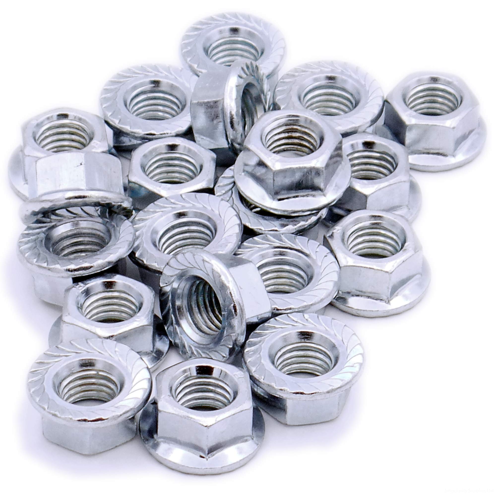 Singularity Supplies Silver M5 (5Mm) Serrated Flange Hex Nut - Stainless Steel (A2) (Pack Of 20)