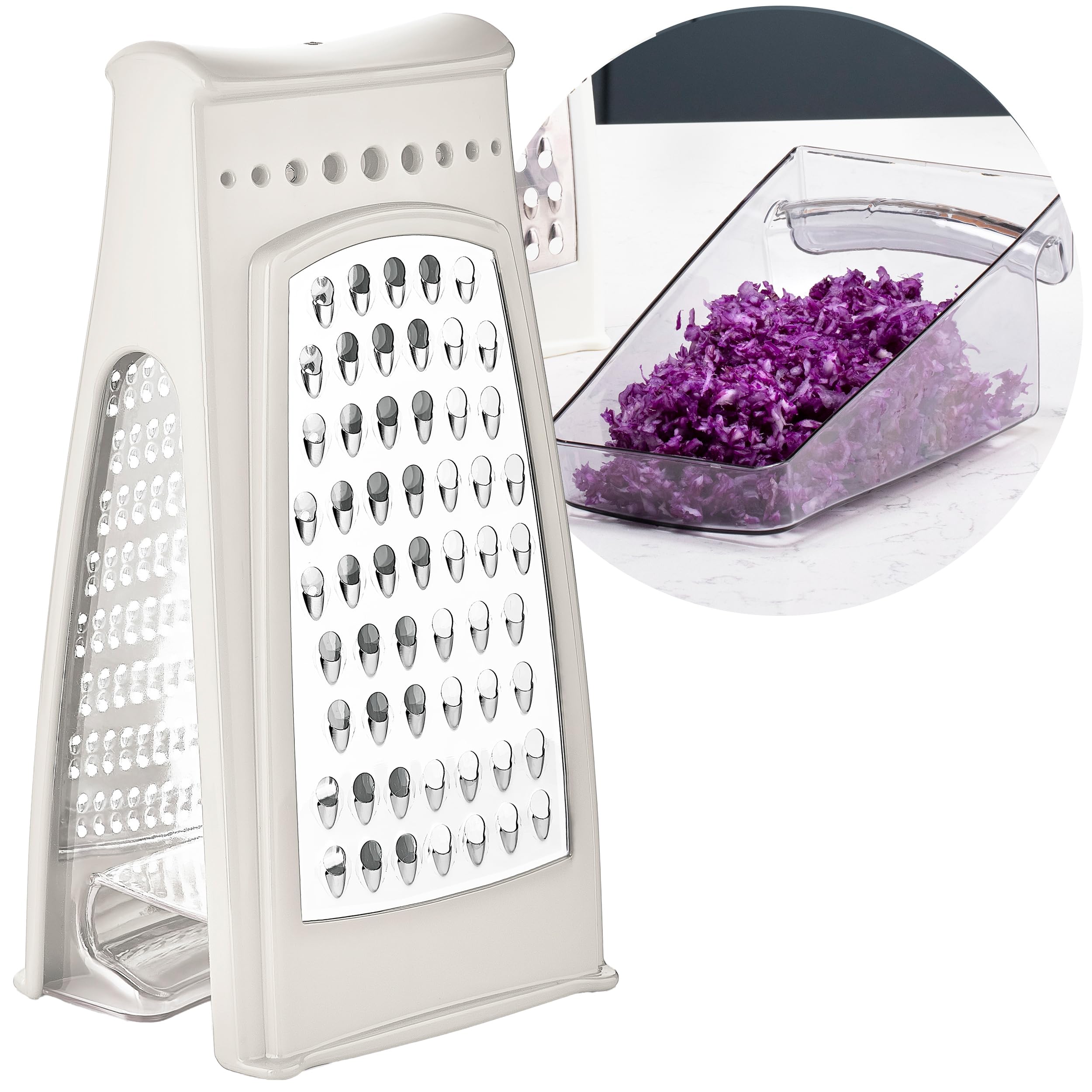 Grattugia Doppia Lato In Acciaio Inox - Per Formaggio E Verdure, Multifunzione, Design Antiscivolo - Foto 4