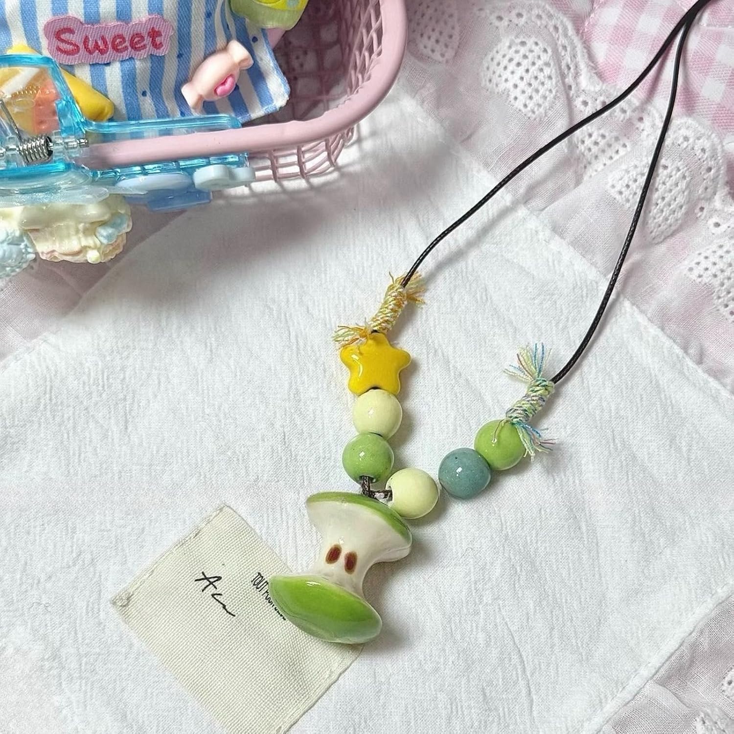 Apple Necklace for Women Whimsy Twee Handmade Ceramic Whimsical Apple Y2k Aesthetic 2000s Accessories