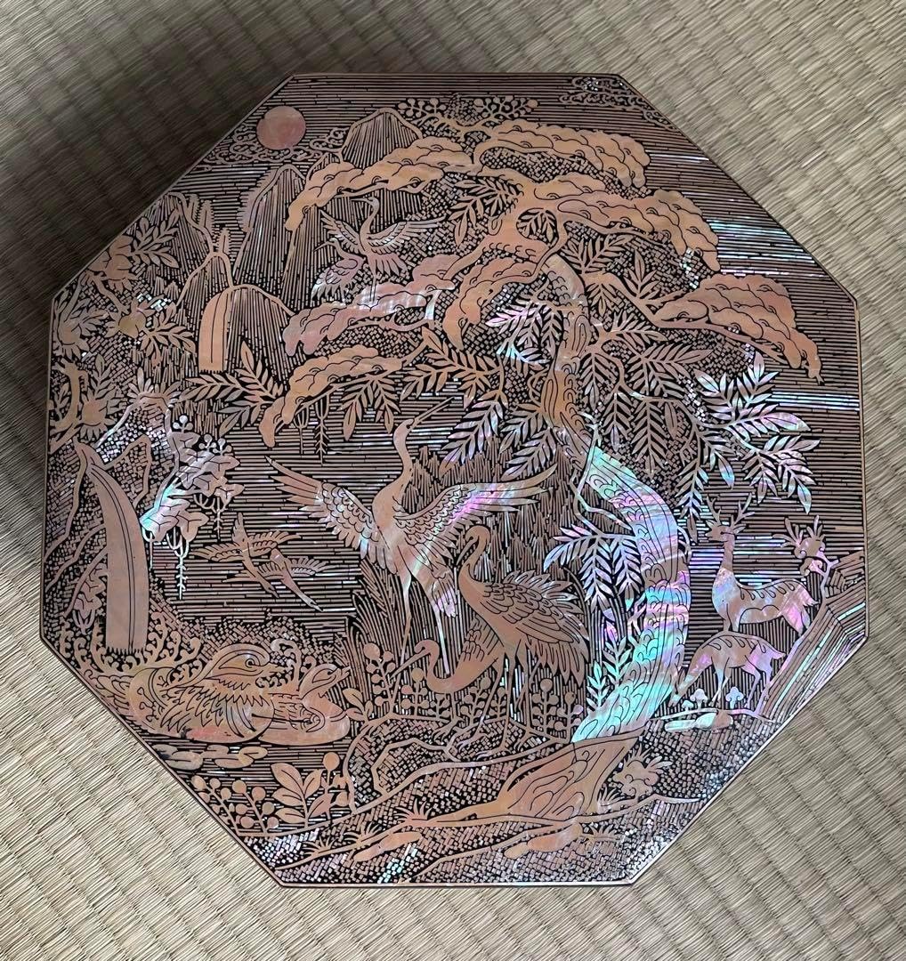 最終価格！　螺鈿　重箱　李在祥　韓国　貝細工　小物入れ　工芸品　漆器 最終価格！ 螺鈿 重箱 李在祥 韓国 貝細工 小物入れ 工芸品 漆器 最終