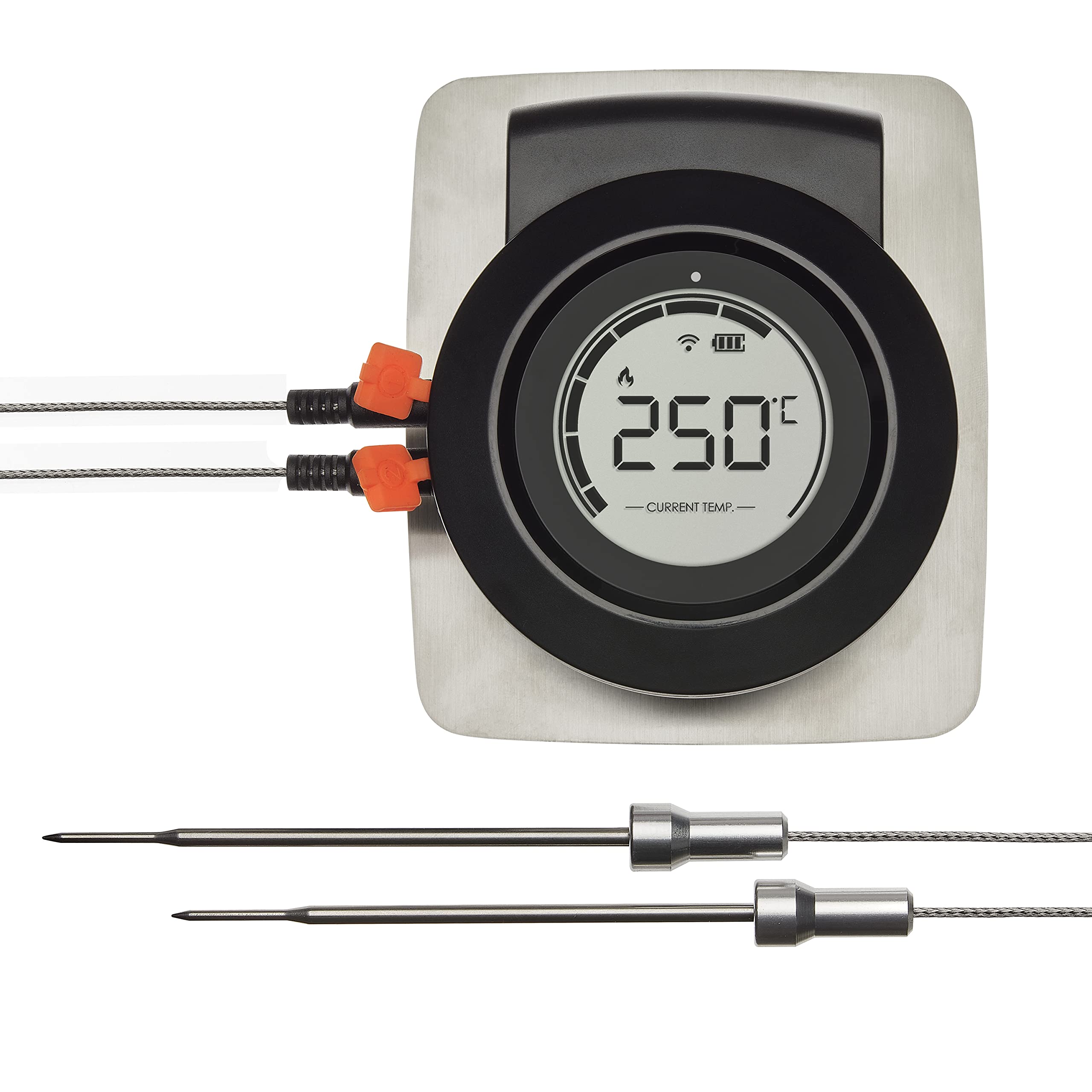 TFA Dostmann Hyper BBQ smart wireless termometro per BBQ, 14.1513.01, per Grill/Barbecure/Affumicatore/Griglia porta, smartphone app in italiano, nero