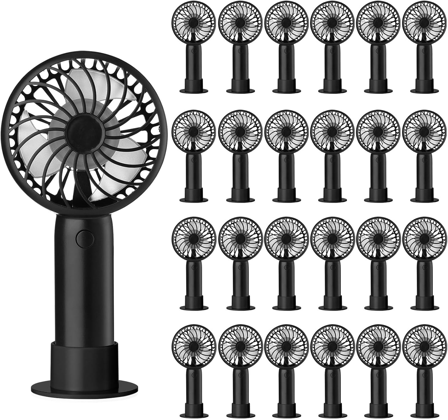 24 Pcs Mini Powerful Handheld Fan 3 Speed Personal Small Portable Rechargeable Fan with Base USB for Women Eyelash Makeup Office Travel Beach Indoor Outdoor (Black)