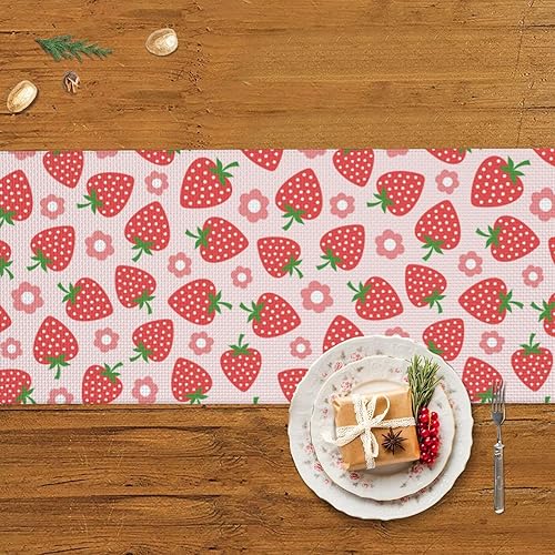 Miniatura 4 de Camino de mesa de Navidad de fresa brillante, decoración de mesa de comedor, decoración de Navidad para interiores, decoración del hogar, caminos de