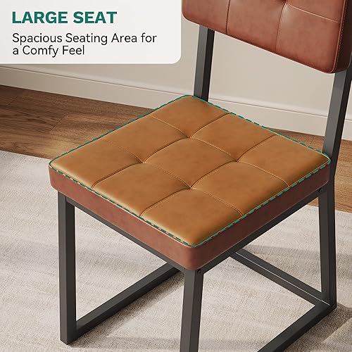 Miniatura 5 de YITAHOME Juego de 2 sillas de comedor con respaldo de asiento de piel sintética, silla de comedor moderna tapizada de mediados de siglo con patas de