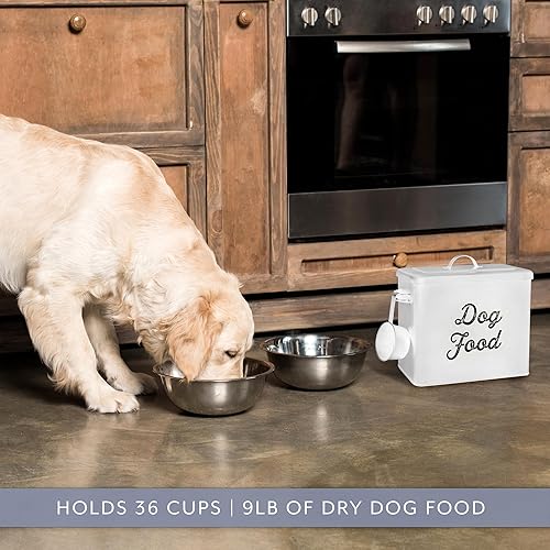 Vista 13 de AuldHome Design Recipiente de comida para perros retro (negro); contenedor de almacenamiento moderno estilo granja para alimentos para mascotas